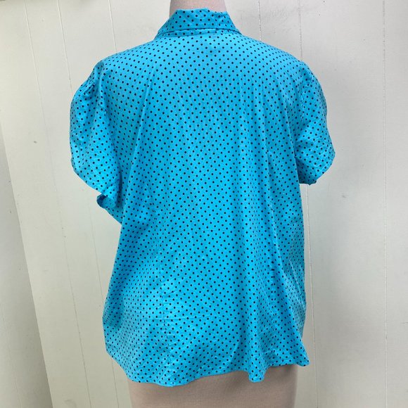 Venezia 26/28 Blue w/ Black Polka Dot Button Down - Picture 6 of 8